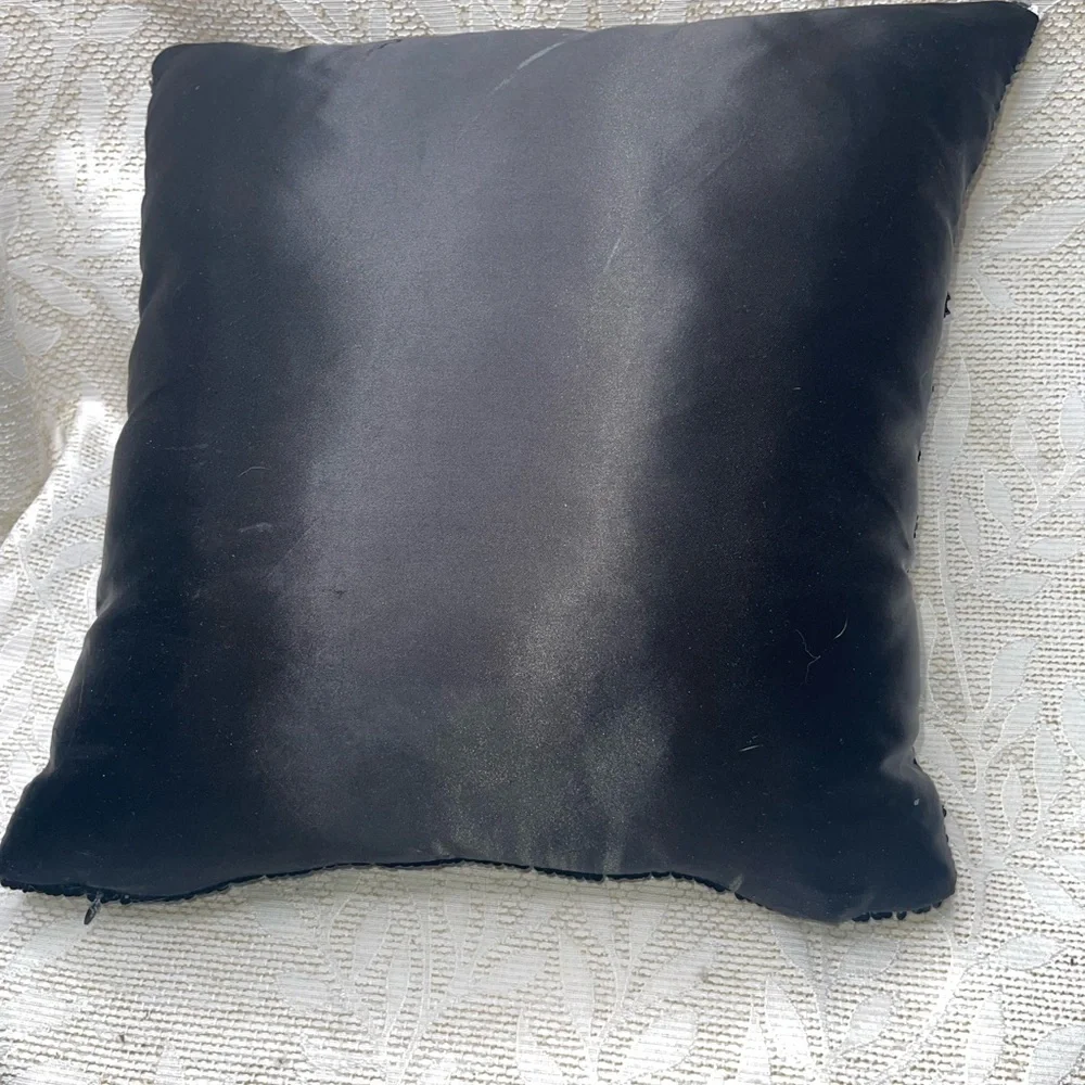 Black Sequin Decorative Pillow 14x14